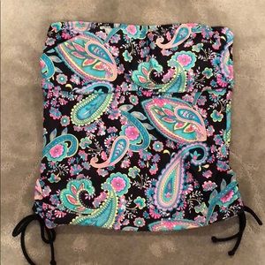 Strapless print tankini top